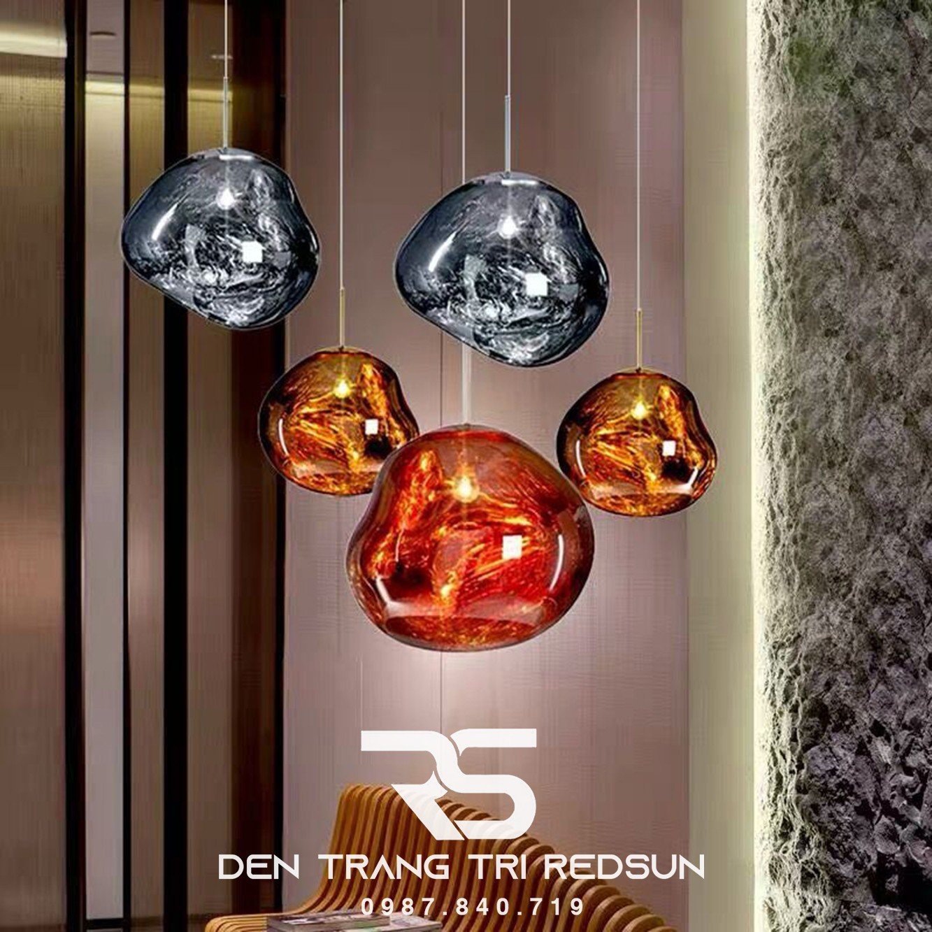 Đèn Thả Trần Hiện Đại Nham Thạch Phong Cách Bắc Âu Chất Liệu Thuỷ Tinh CDT-T053