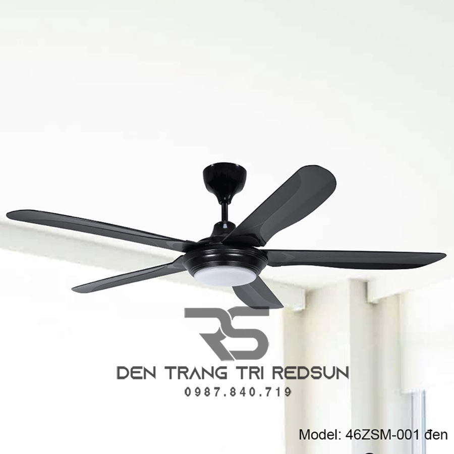 Quạt Trần Đèn Trang Trí Phòng Khách, Phòng Ngủ - 46ZSM-001 Đen