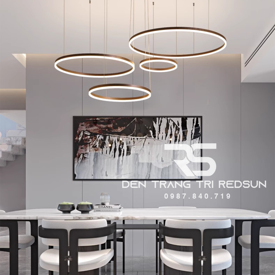 Đèn Thả Phòng Khách Hiện Đại Bắc Âu 4 Vòng Hợp Kim G5-2468