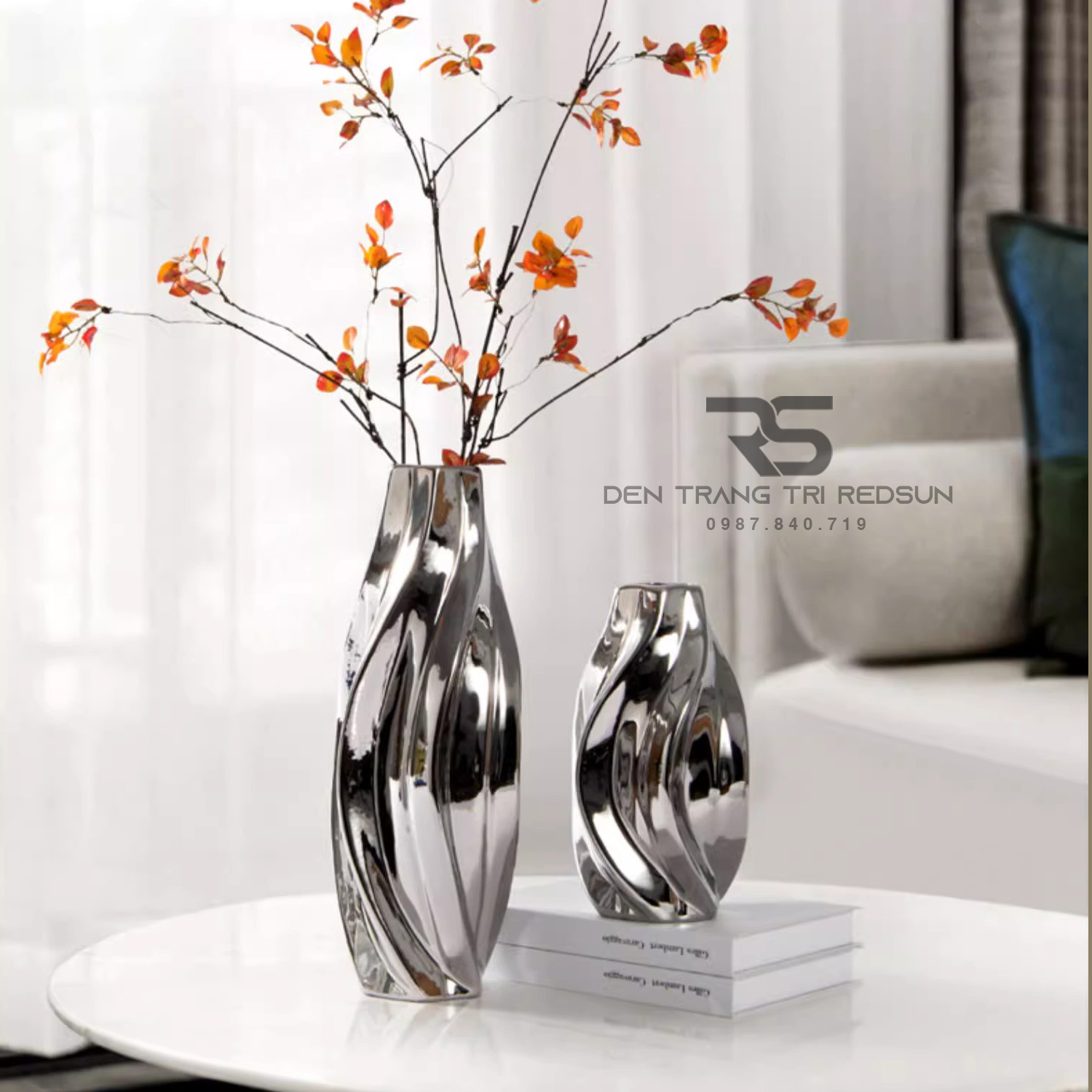 Bình Hoa Nghệ Thuật Lượn Sóng Trang Trí Phòng Khách, Phòng Ngủ, Phòng Ăn Phong Cách Bắc Âu DDC-008