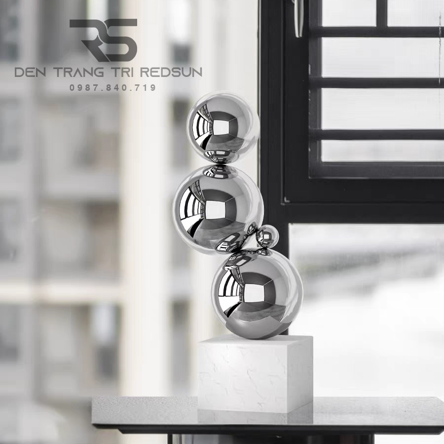 Đồ Trang Trí Nghệ Thuật Phòng Khách, Hành Lang, Sảnh Chờ Điêu Khắc Trừu Tượng Chất Liệu Inox DDC-014