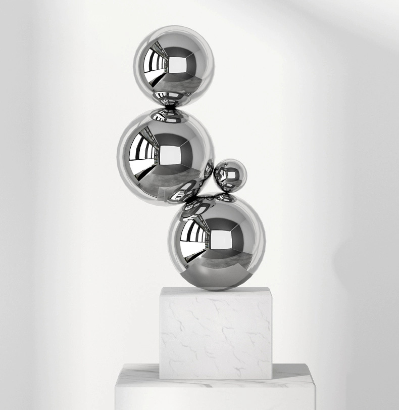 Đồ Trang Trí Nghệ Thuật Phòng Khách, Hành Lang, Sảnh Chờ Điêu Khắc Trừu Tượng Chất Liệu Inox DDC-014