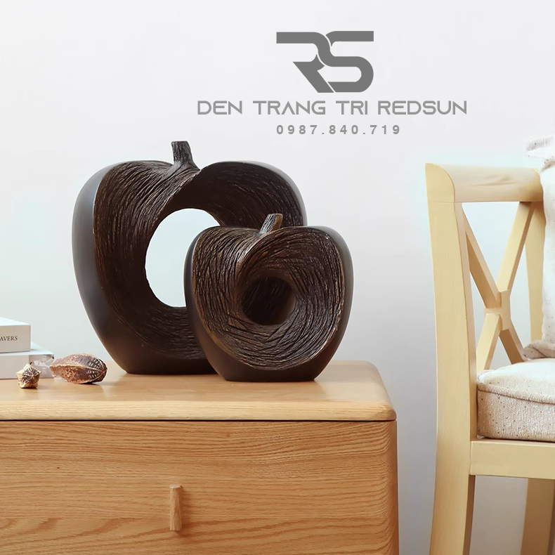 Đồ Trang Trí Nghệ Thuật Phòng Khách, Phòng Ngủ, Phòng Ăn Điêu Khắc Thủ Công Hình Quả Táo DDC-012