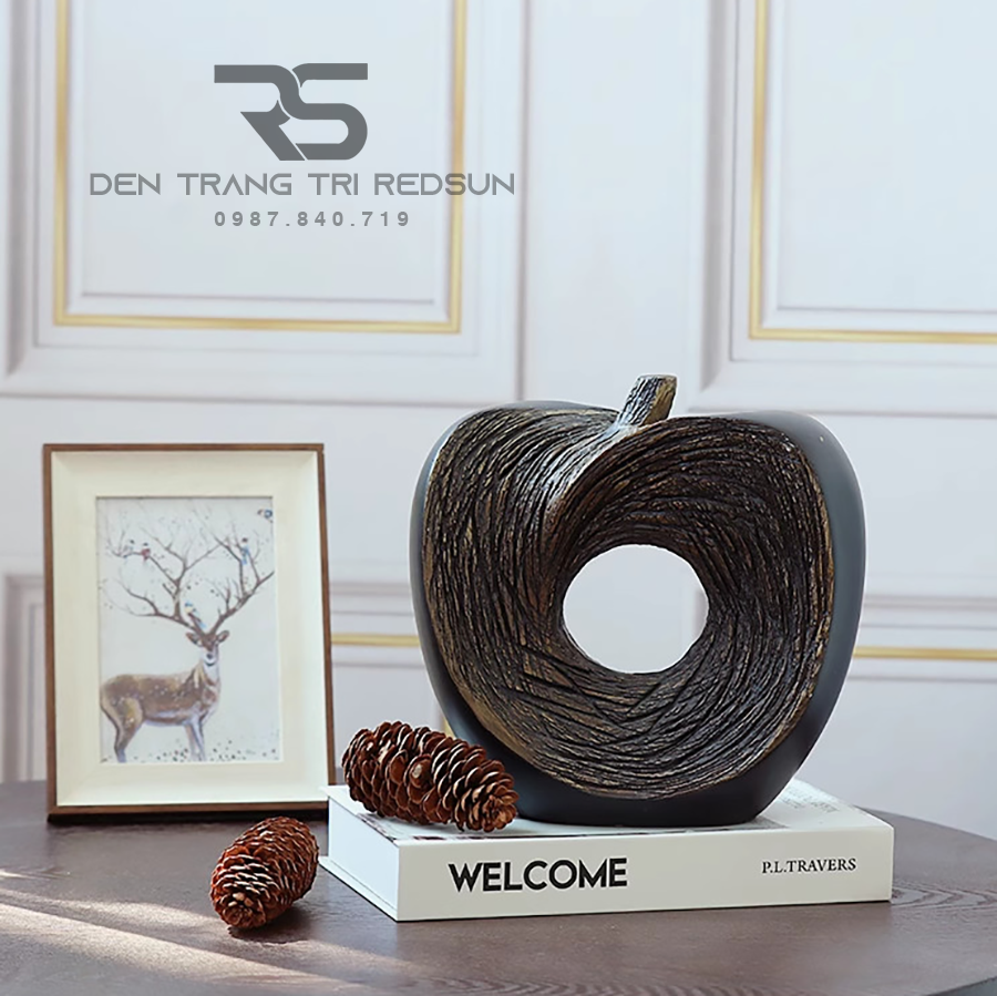 Đồ Trang Trí Nghệ Thuật Phòng Khách, Phòng Ngủ, Phòng Ăn Điêu Khắc Thủ Công Hình Quả Táo DDC-012