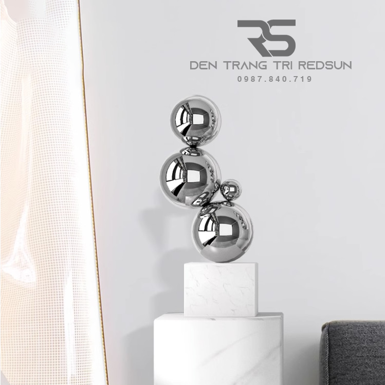 Đồ Trang Trí Nghệ Thuật Phòng Khách, Hành Lang, Sảnh Chờ Điêu Khắc Trừu Tượng Chất Liệu Inox DDC-014