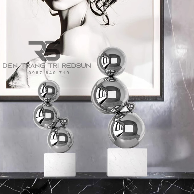 Đồ Trang Trí Nghệ Thuật Phòng Khách, Hành Lang, Sảnh Chờ Điêu Khắc Trừu Tượng Chất Liệu Inox DDC-014