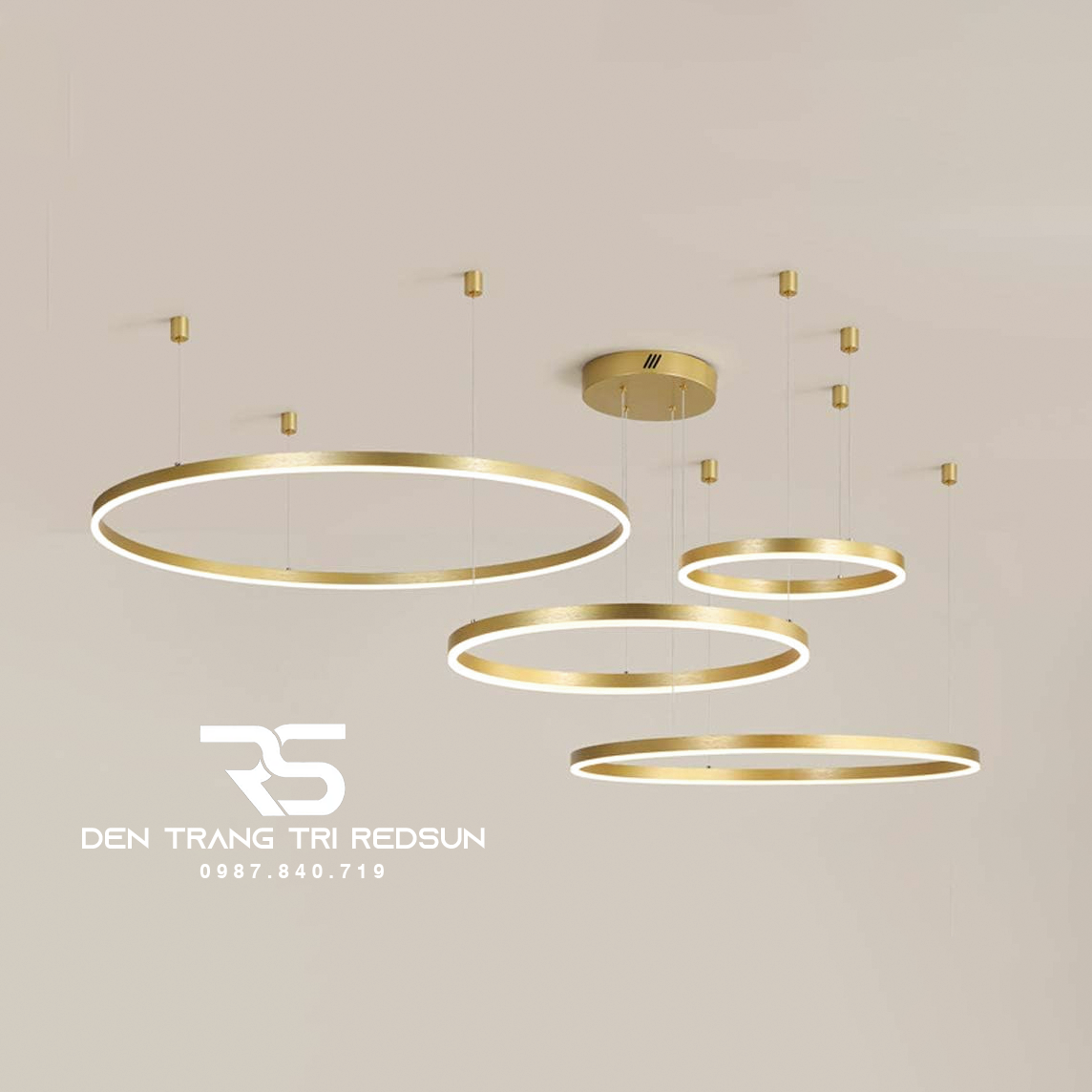 Đèn Thả Phòng Khách Hiện Đại Bắc Âu 4 Vòng Hợp Kim G5-2468