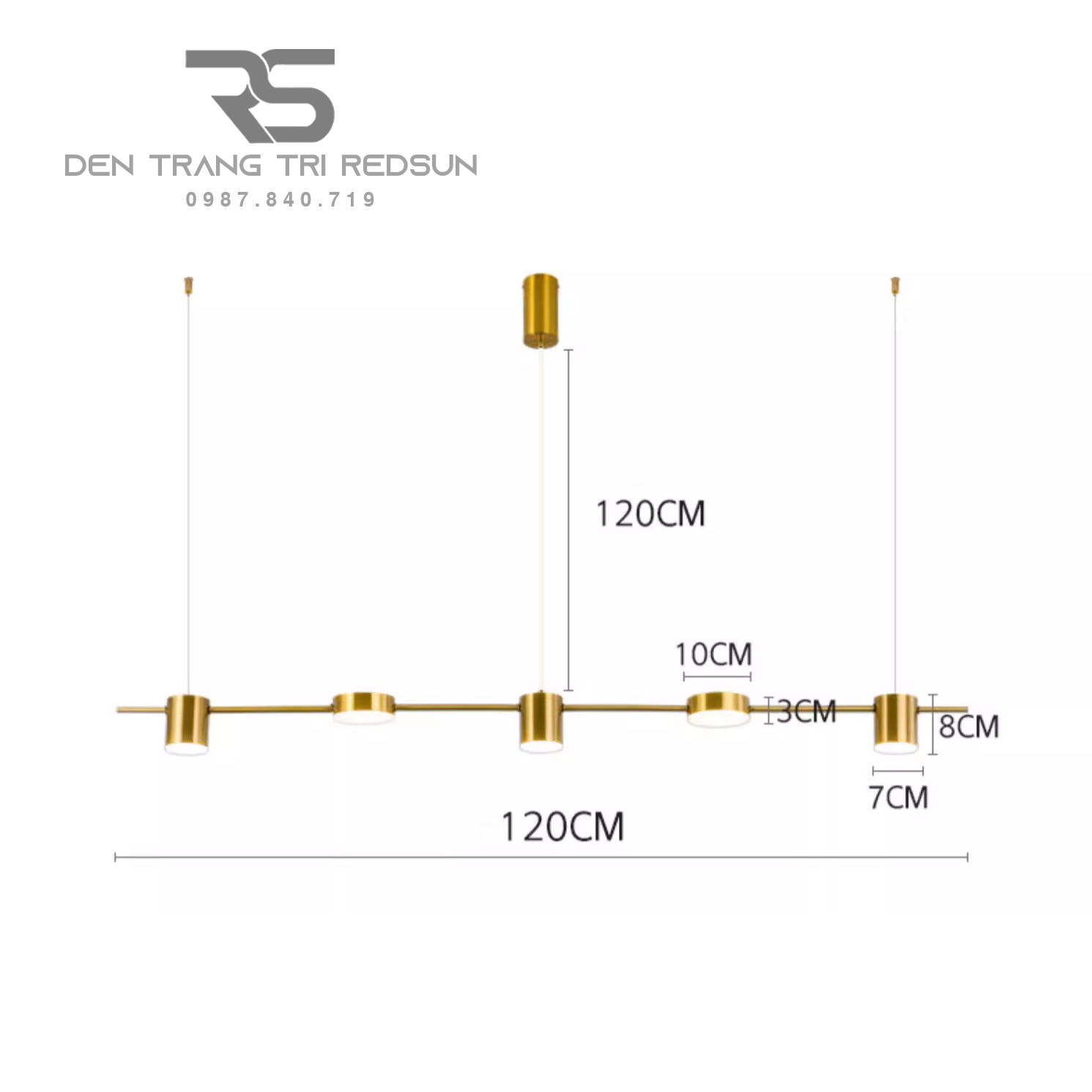 Đèn Thả Bàn Ăn Hiện Đại 5 Bóng Rọi Phong Cách Bắc Âu DC-T010