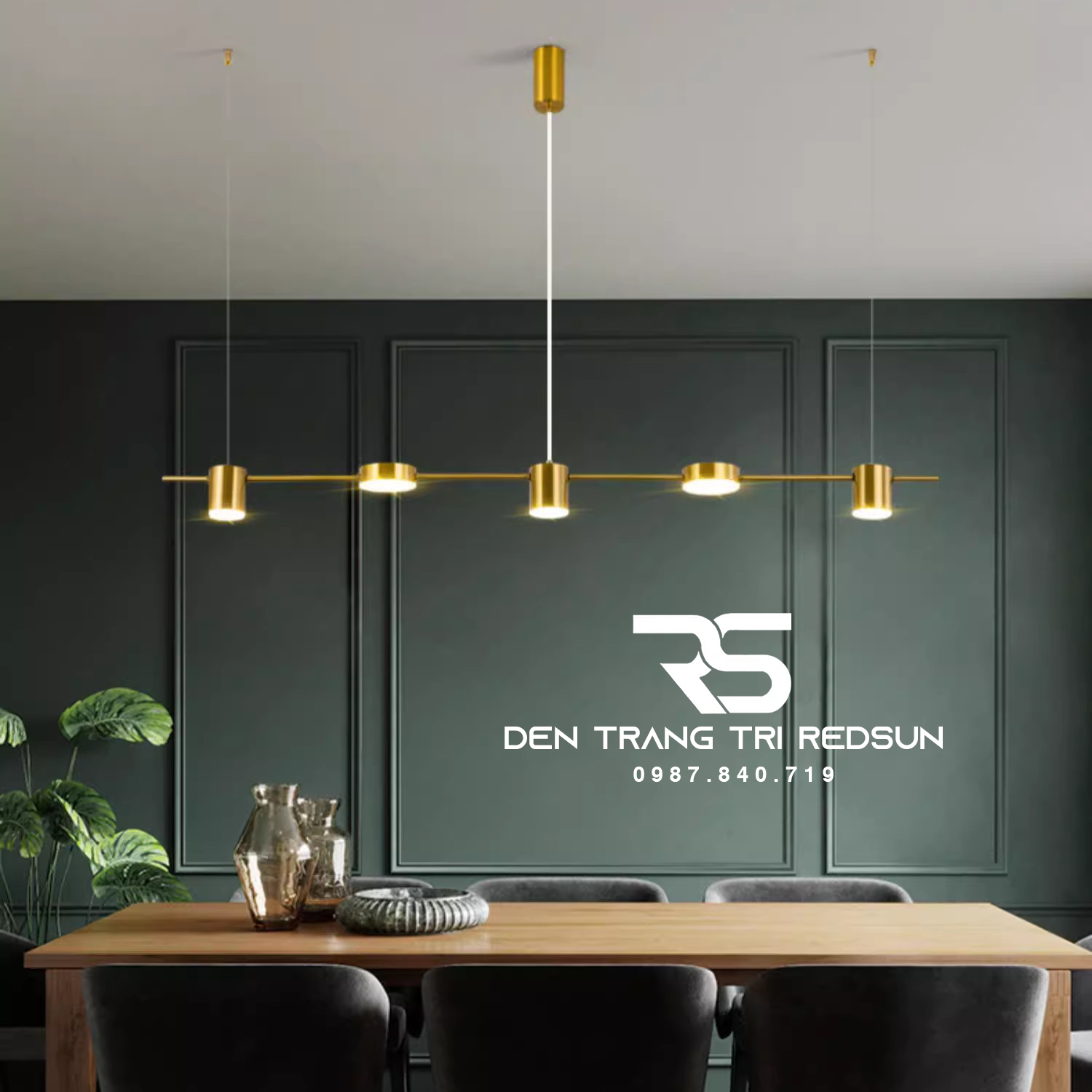 Đèn Thả Bàn Ăn Hiện Đại 5 Bóng Rọi Phong Cách Bắc Âu DC-T010