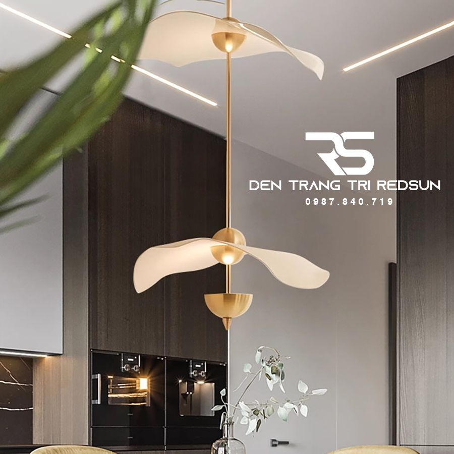 Đèn Thả Trần Hiện Đại Lá Sen Phong Cách Bắc Âu Chất Liệu Mica CDT-T052