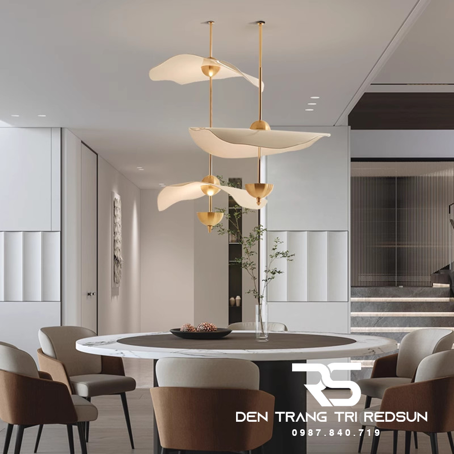 Đèn Thả Trần Hiện Đại Lá Sen Phong Cách Bắc Âu Chất Liệu Mica CDT-T052