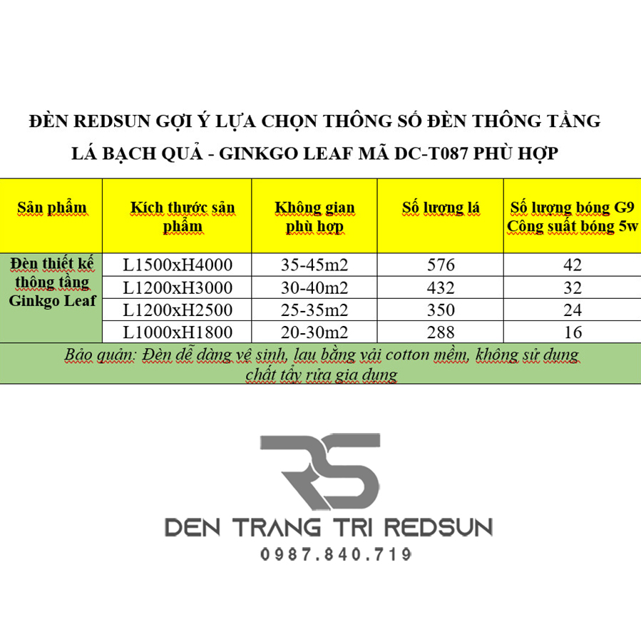 Đèn Chùm Lắp Thông Tầng, Sảnh Khách Sạn Phong Cách Bắc Âu Hiện Đại Ginkgo Leaf (Lá Bạch Quả) DC-T087