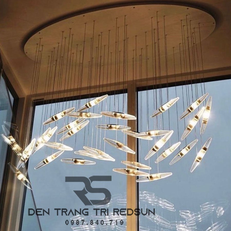Đèn Thả Hiện Đại Hạt Gạo Pha Lê Lắp Phòng Khách, Sảnh Chờ, Cầu Thang Thông Tầng HTK074