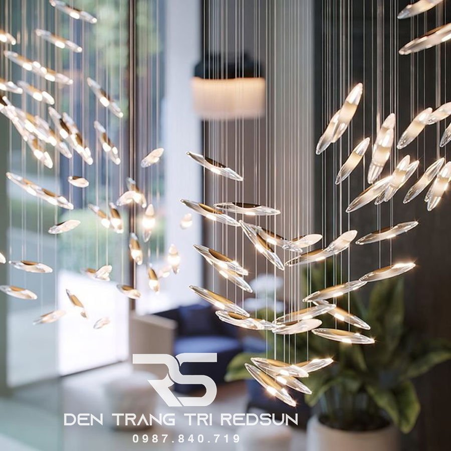 Đèn Thả Hiện Đại Hạt Gạo Pha Lê Lắp Phòng Khách, Sảnh Chờ, Cầu Thang Thông Tầng HTK074