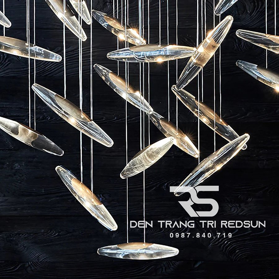 Đèn Thả Hiện Đại Hạt Gạo Pha Lê Lắp Phòng Khách, Sảnh Chờ, Cầu Thang Thông Tầng HTK074