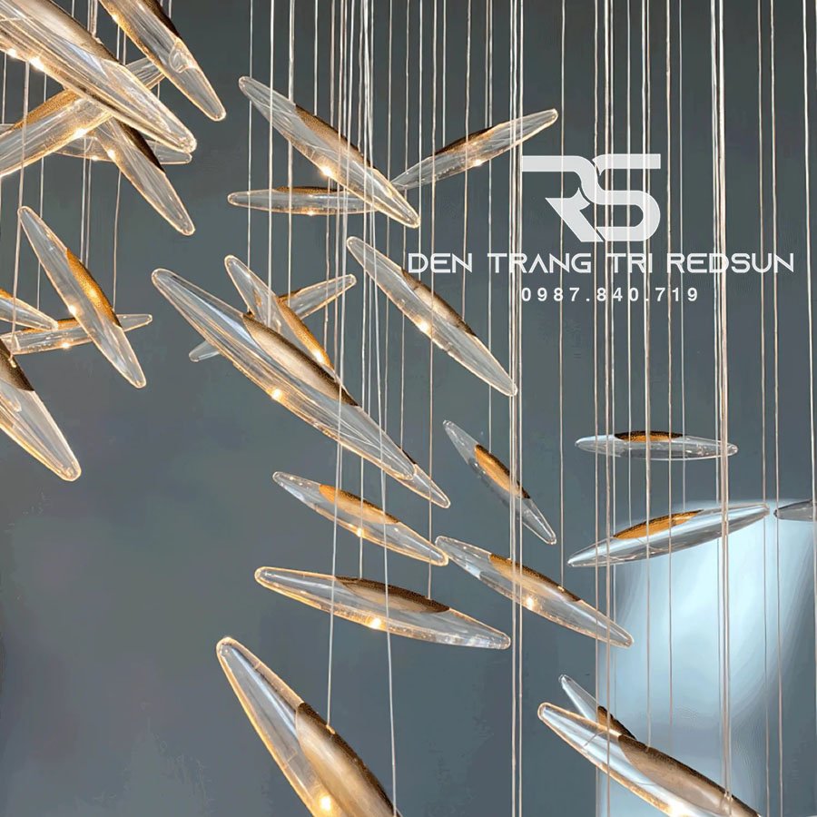 Đèn Thả Hiện Đại Hạt Gạo Pha Lê Lắp Phòng Khách, Sảnh Chờ, Cầu Thang Thông Tầng HTK074