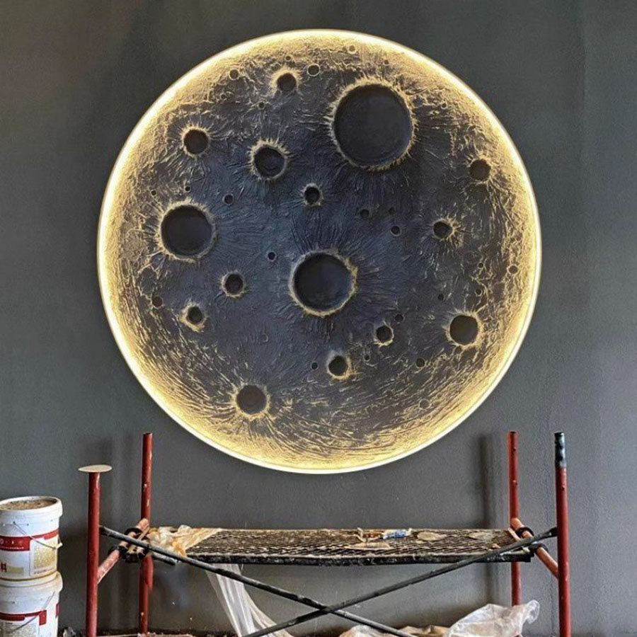 Đèn Tường Trang Trí Phòng Khách, Phòng Ngủ, Cầu Thang Phong Cách Bắc Âu Mặt Trăng 3D DT-131