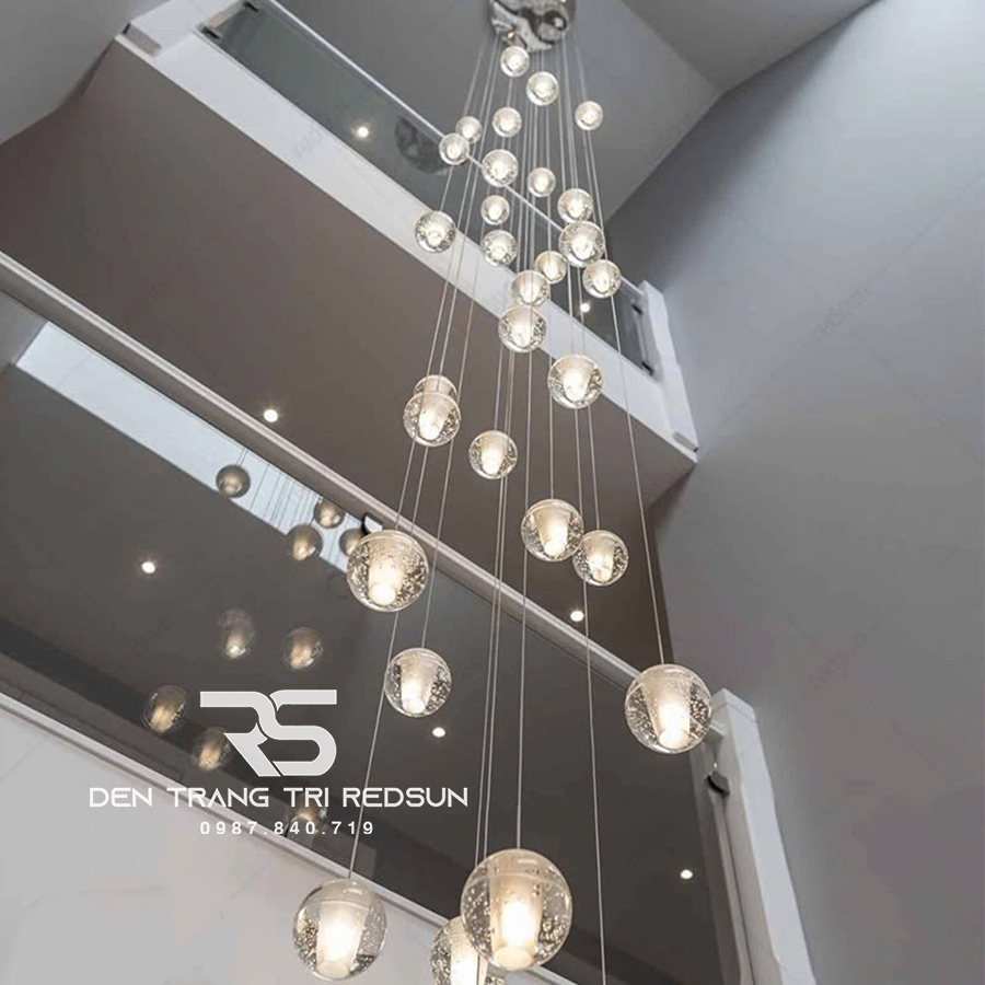 Đèn Thả Trần Hiện Đại Bocci Lắp Thông Tầng  Cầu Thang, Phòng Khách, Bàn Ăn Chất Liệu Pha Lê HTK009
