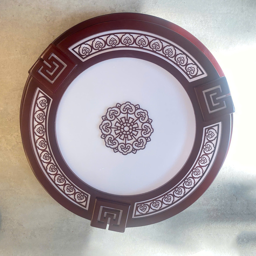 Đèn Mâm Ốp Trần Gỗ Phòng Thờ, Phòng Khách Hình Tròn OPGO-C9513