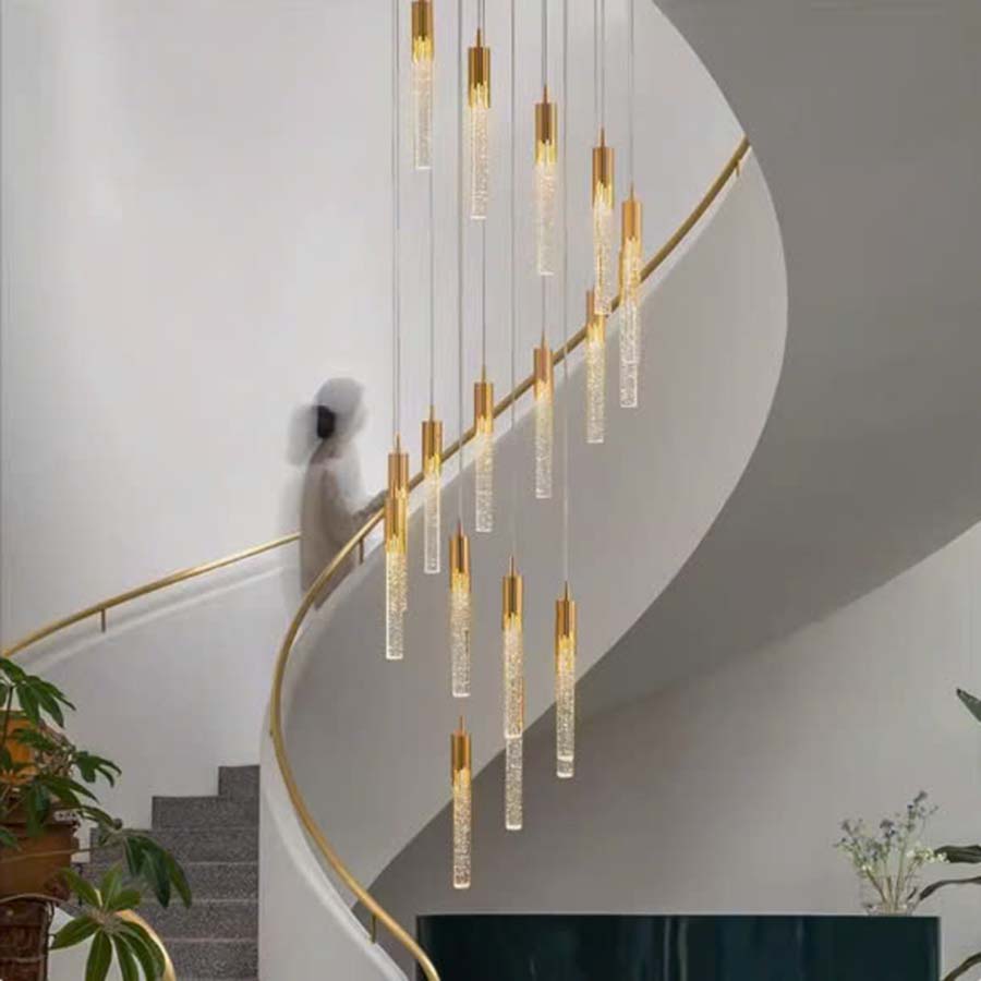 Đèn Thả Pha Lê Hiện Đại Lắp Thông Tầng Cầu Thang, Phòng Khách, Bàn Ăn HTK075