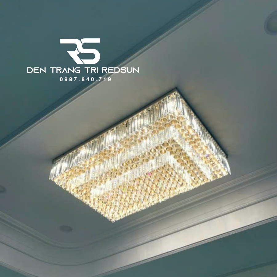 Đèn Mâm Pha Lê Ốp Trần Phòng Khách Hiện Đại M9117