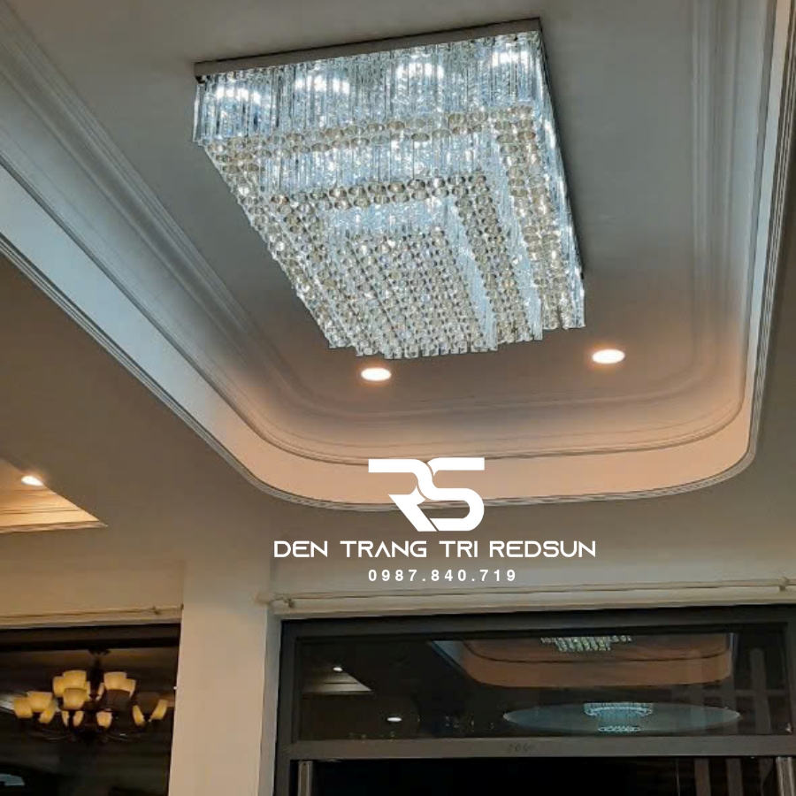 Đèn Mâm Pha Lê Ốp Trần Phòng Khách Hiện Đại M9117