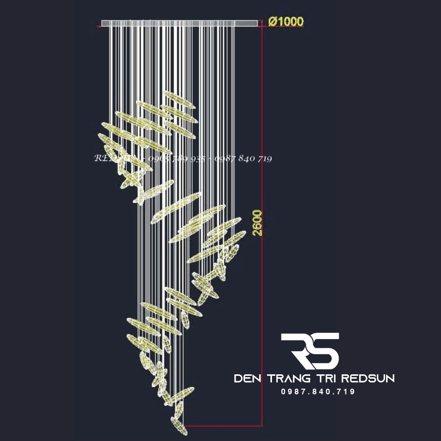 Đèn Thả Hiện Đại Hạt Gạo Pha Lê Lắp Phòng Khách, Sảnh Chờ, Cầu Thang Thông Tầng HTK074
