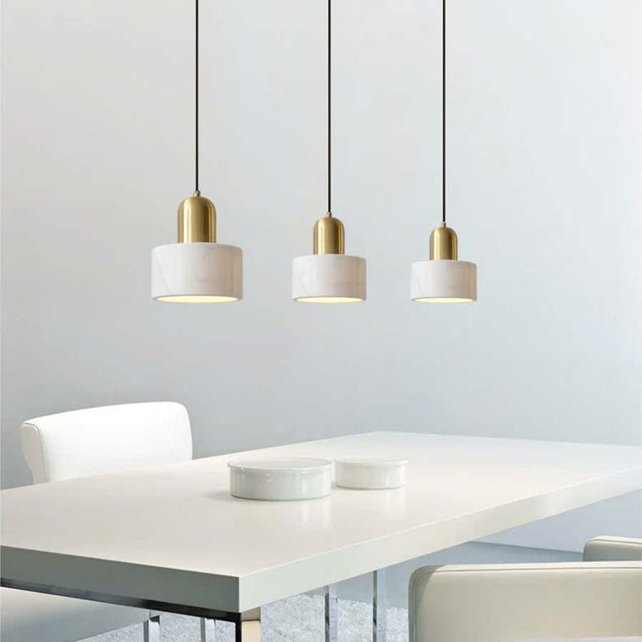 Đèn Thả Bàn Ăn, Bàn Đảo Hiện Đại Chất Liệu Đá Cẩm Thạch Trắng CDT-1011