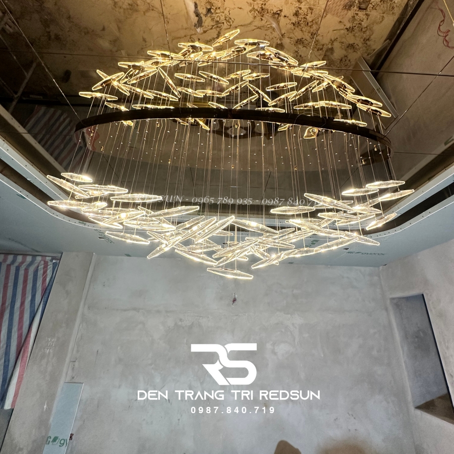 Đèn Thả Hiện Đại Hạt Gạo Pha Lê Lắp Phòng Khách, Sảnh Chờ, Cầu Thang Thông Tầng HTK074