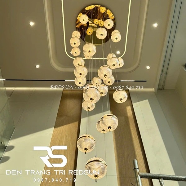Đèn Chùm Hiện Đại Lắp Thông Tầng Phòng Khách, Cầu Thang Phong Cách Bắc Âu Cầu Kim Cương MA05786P-030