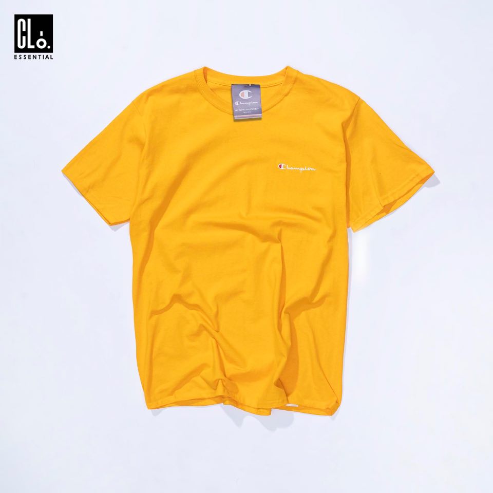 Champion Tagless Embroided Script T-Shirt- Gold/White