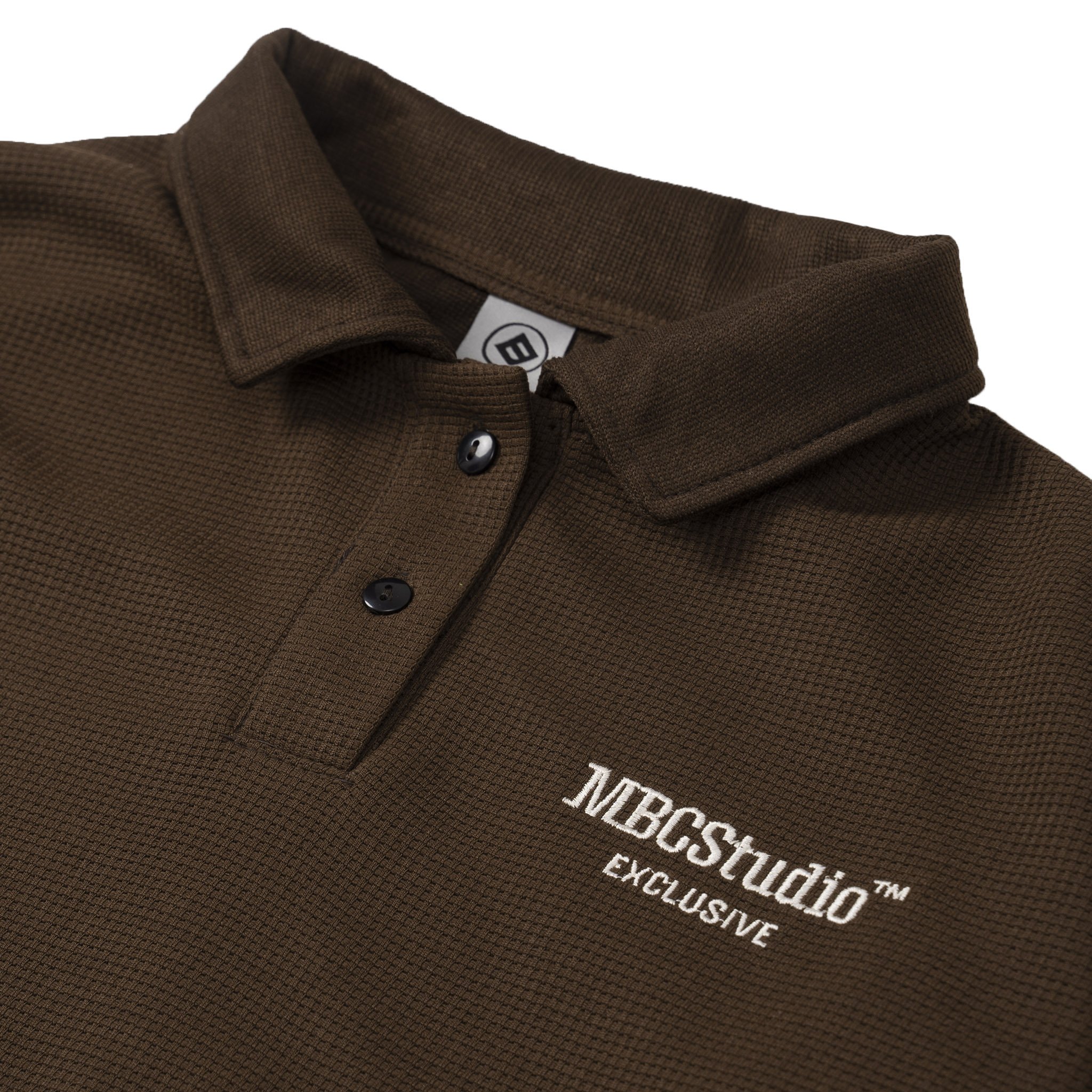M.B.C Waffle Long-sleeve Polo - Brown