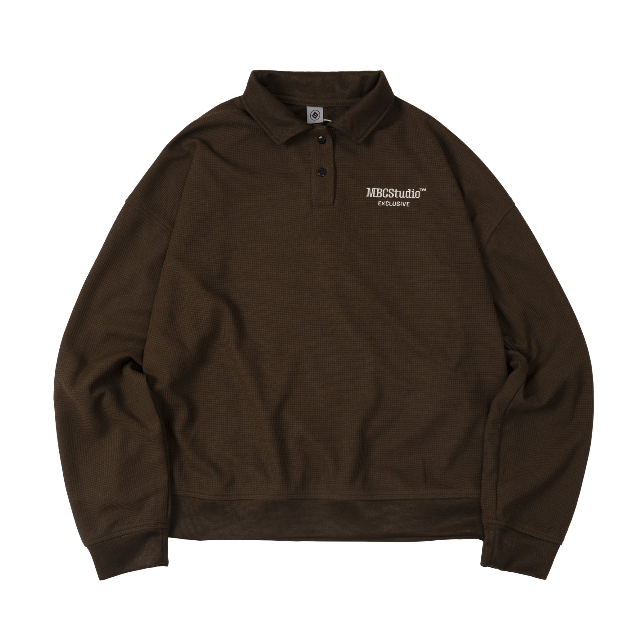 M.B.C Waffle Long-sleeve Polo - Brown