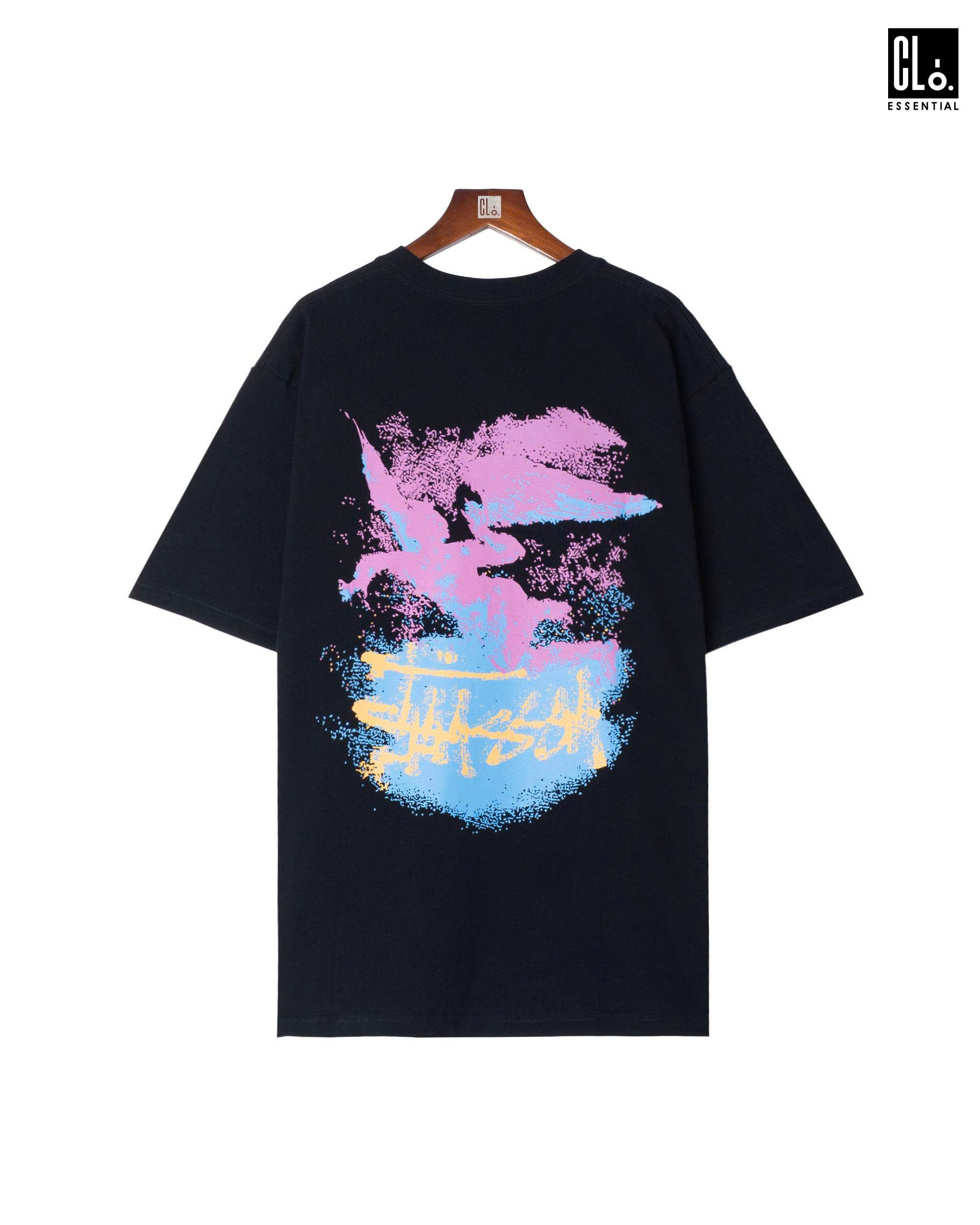 STUSSY, FALLEN ANGLE PIG DYED T-SHIRT - BLACK
