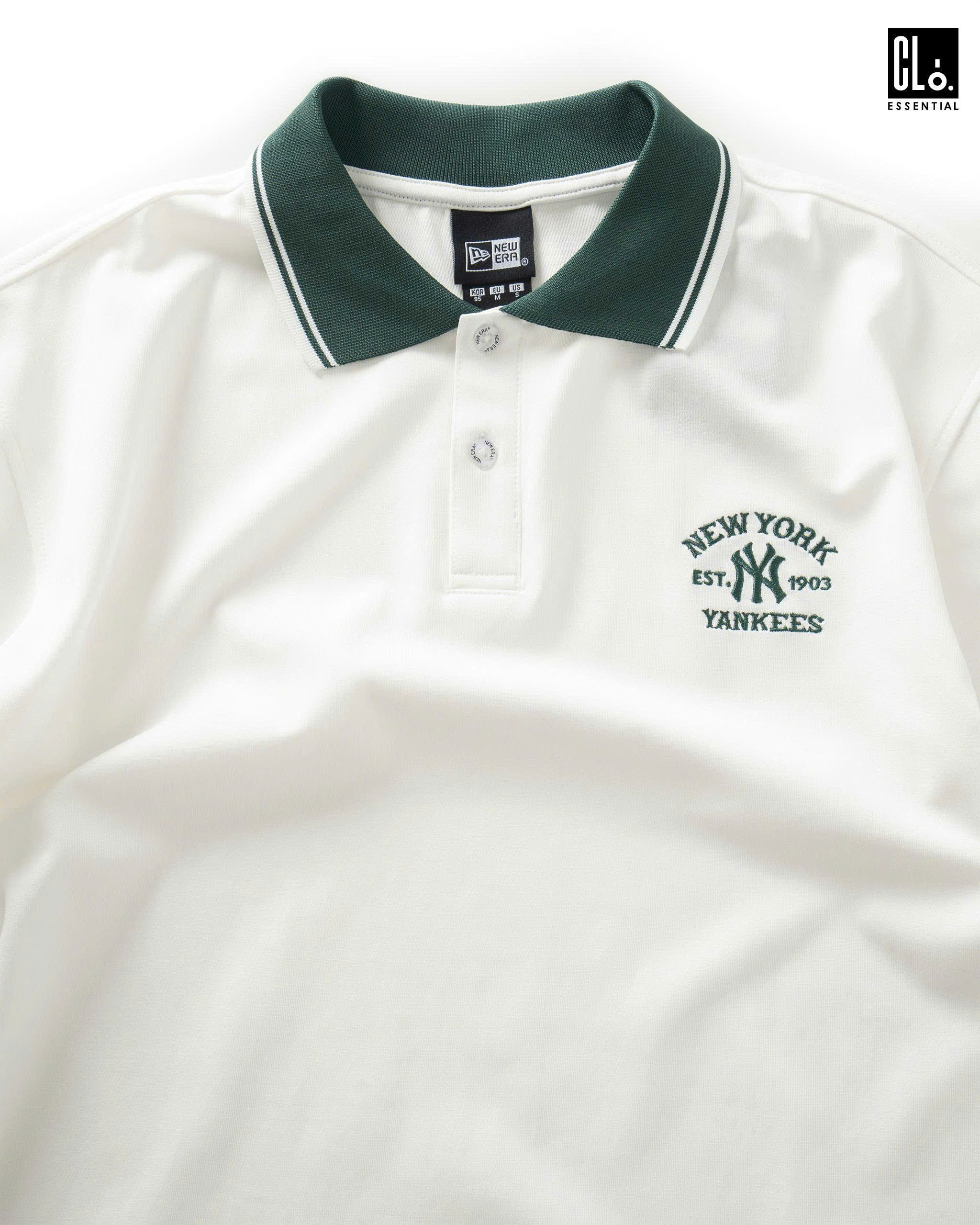 NEW ERA, AP MLB POLO BASIC MIX LOGO NEYYAN - WHITE/GREEN