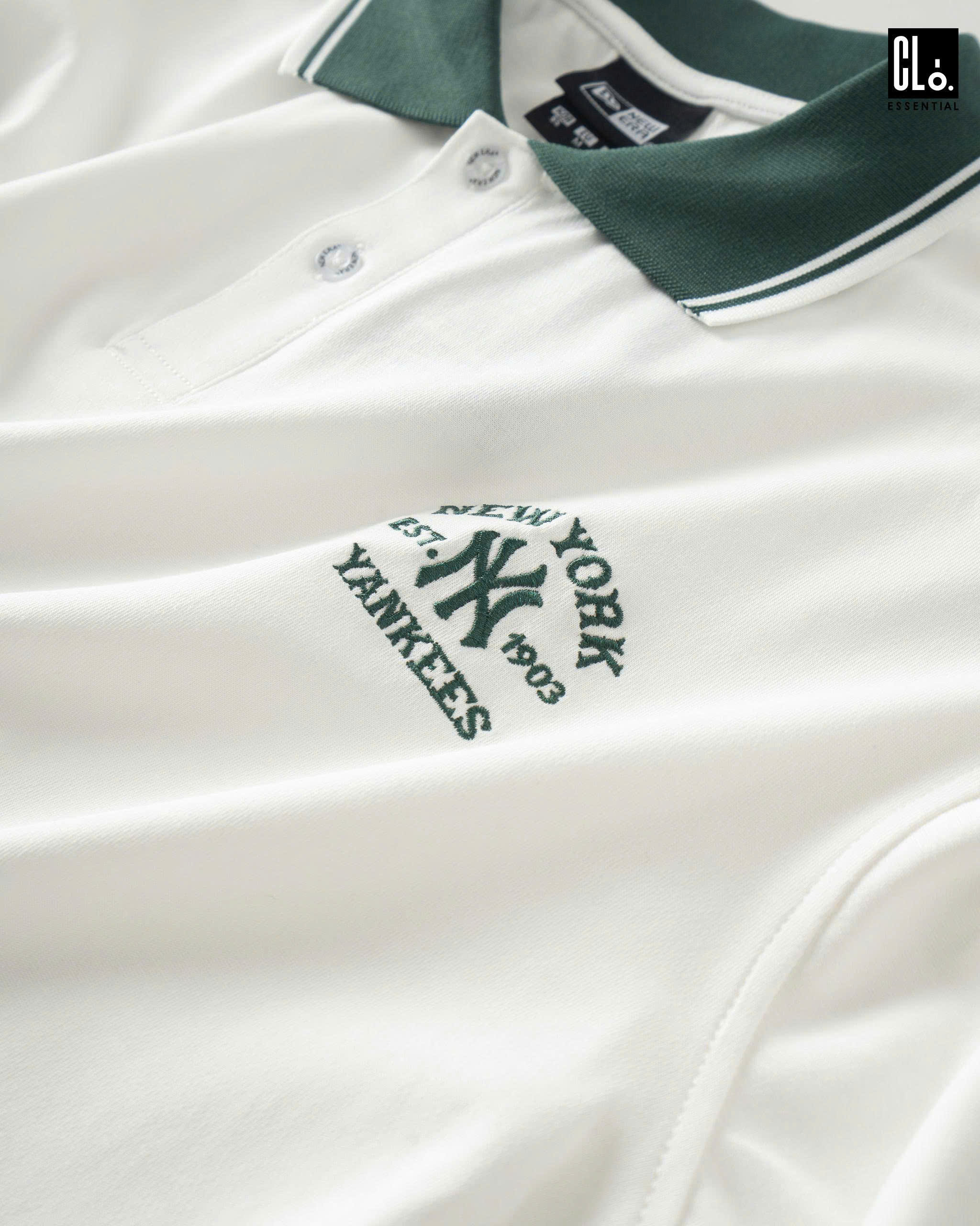 NEW ERA, AP MLB POLO BASIC MIX LOGO NEYYAN - WHITE/GREEN