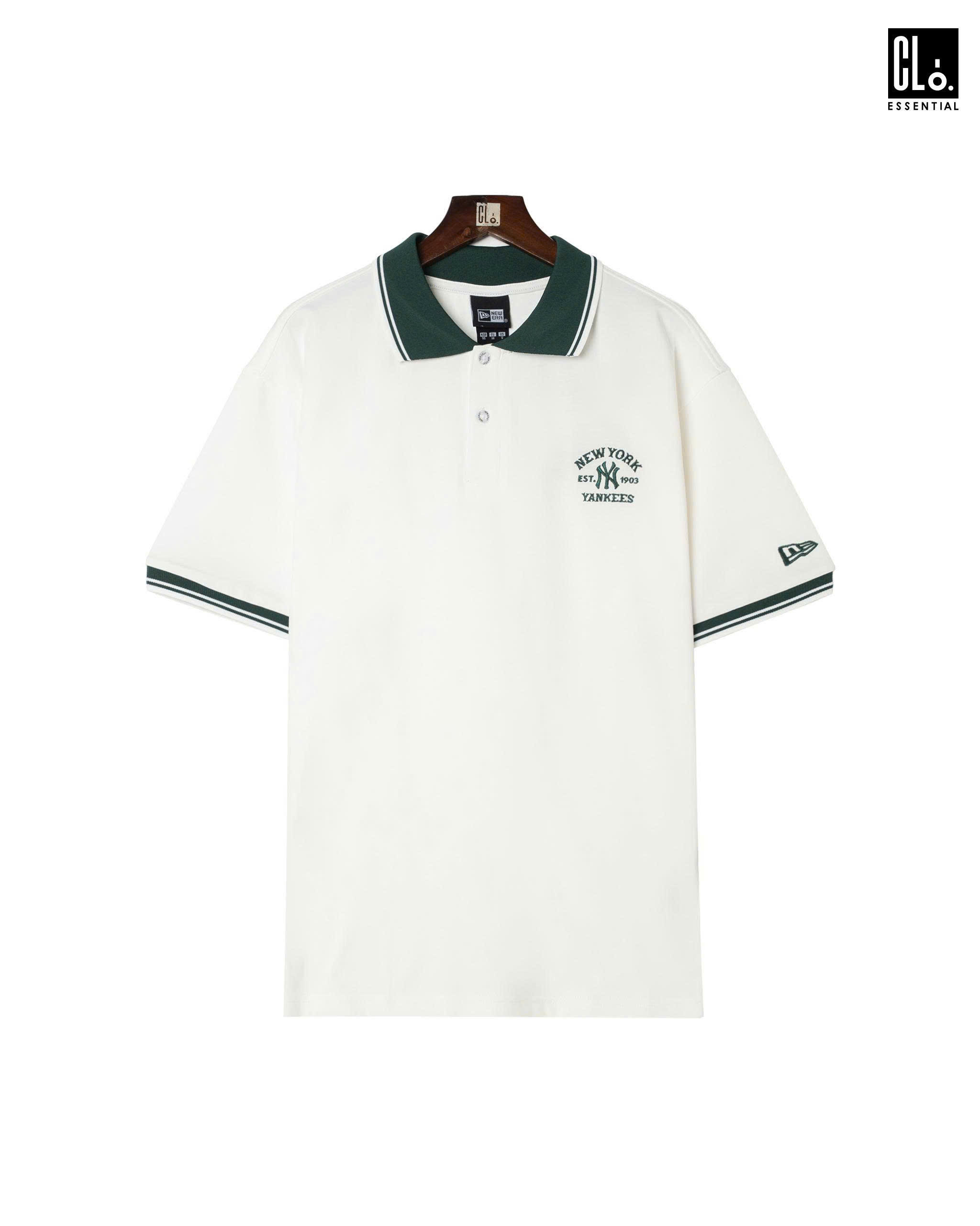 NEW ERA, AP MLB POLO BASIC MIX LOGO NEYYAN - WHITE/GREEN