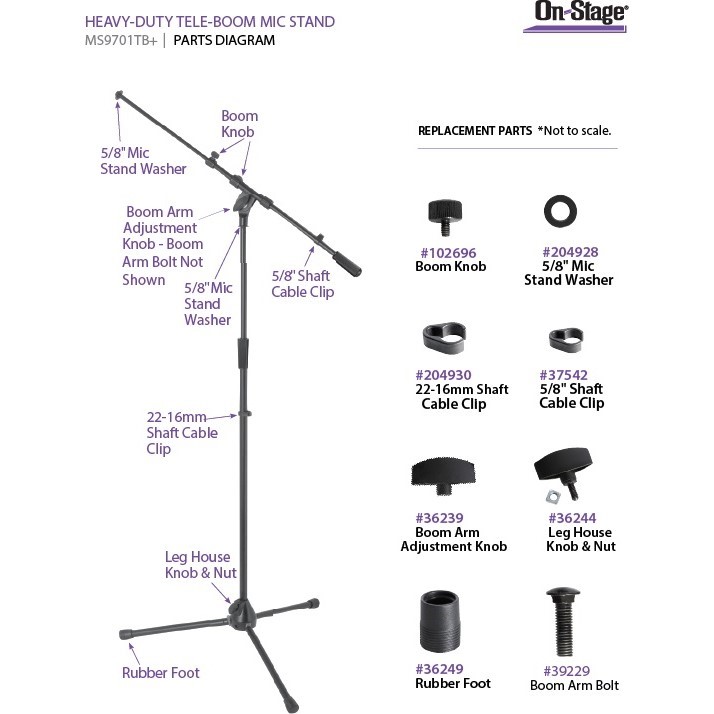 On-Stage MS9701B/TB+ Heavy-Duty Euro Boom Mic Stand (hạng nặng)