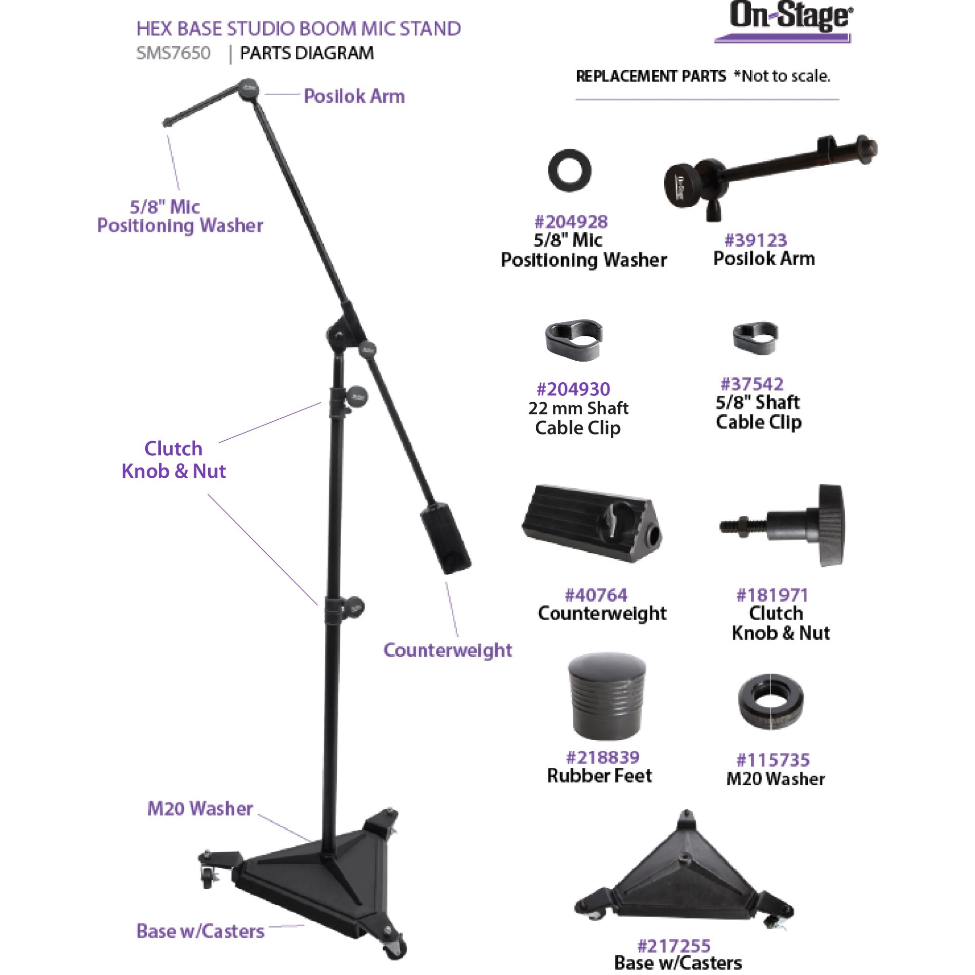 On-Stage - Hex-Base Studio Boom Mic Stand - SMS7650