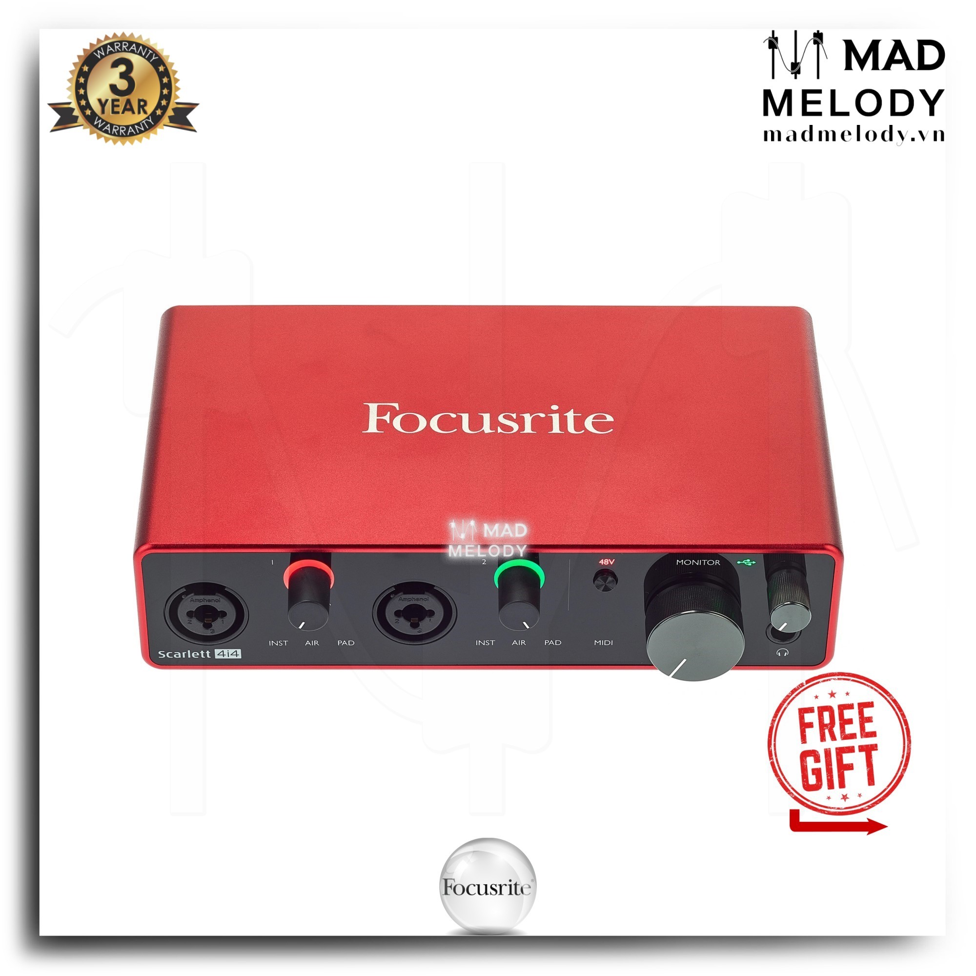 Soundcard âm thanh Focusrite Scarlett 4i4 Gen 3 USB Audio