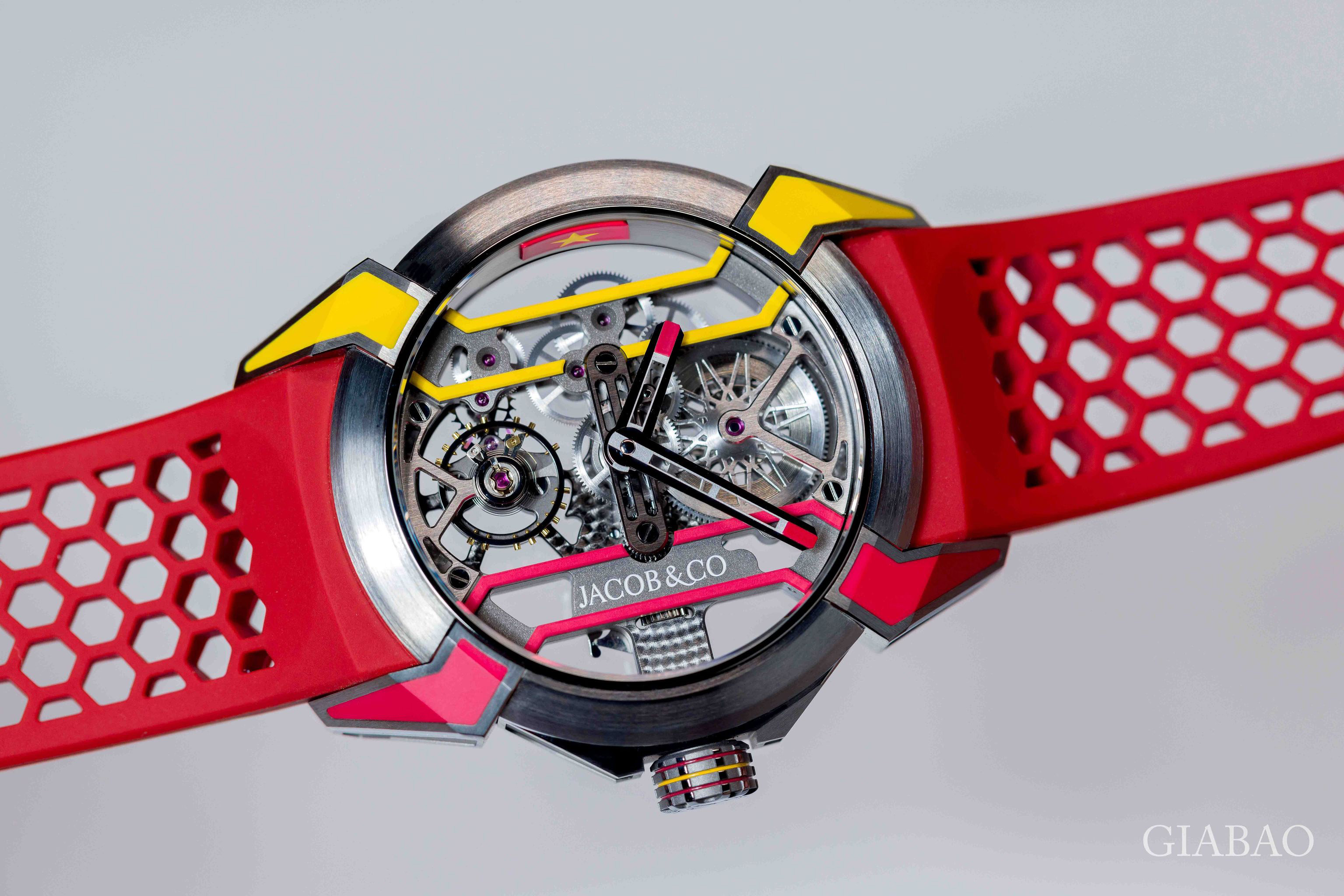 Đồng hồ đeo tay Jacob & Co, EPIC X WATCH, vỏ titanium, size 44mm, máy lên dây cót tay, dây cao su size M, phiên bản Việt Nam giới hạn, mã: EX110.20.AH.AL.ABRUA, hàng mới 100%