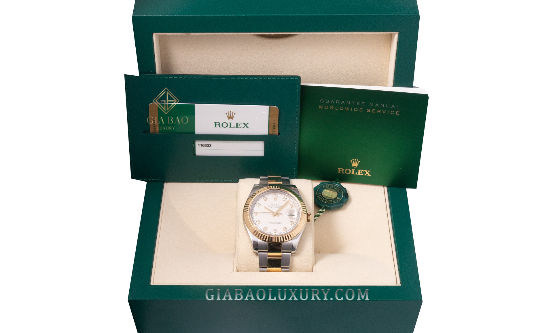 Đồng Hồ Rolex Datejust II 116333 Mặt Số Ivory Cọc Số Kim Cương Dây Đeo Oyster