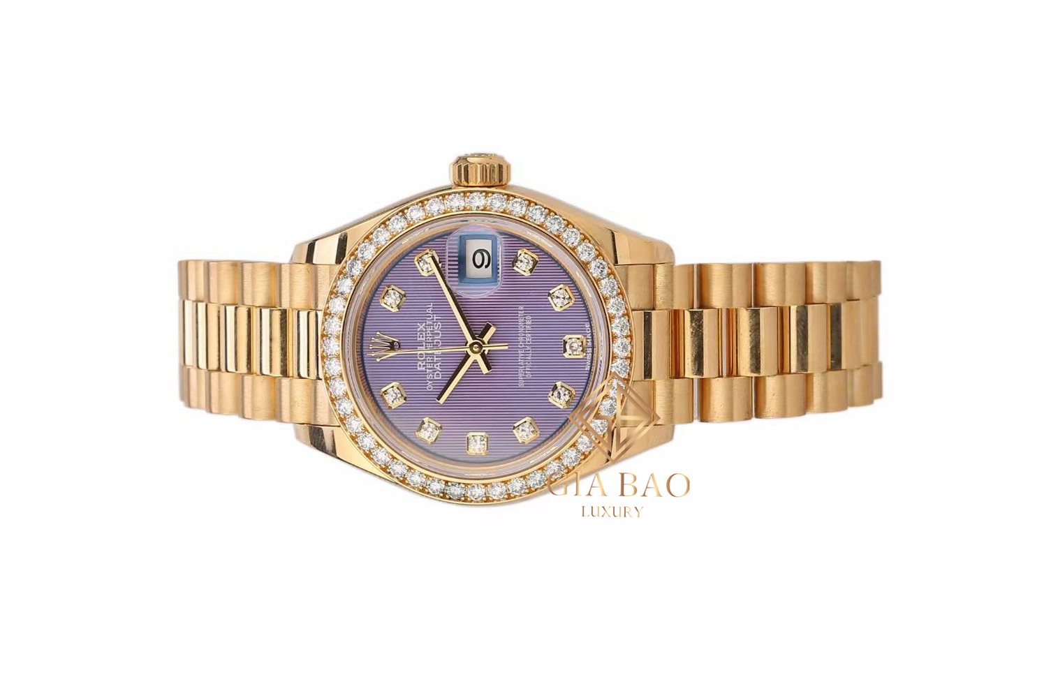 Đồng Hồ Rolex Lady-Datejust 279138RBR Mặt Số Tím Cọc Số Kim Cương