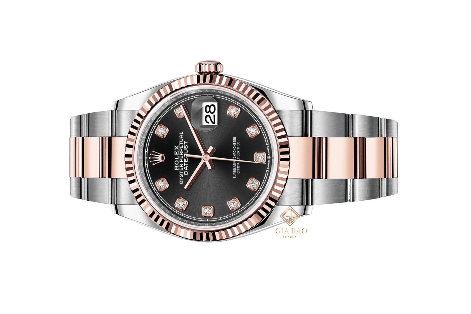 Đồng Hồ Rolex Datejust 36 126231 Mặt Số Đen Nạm Kim Cương Dây Đeo Oyster