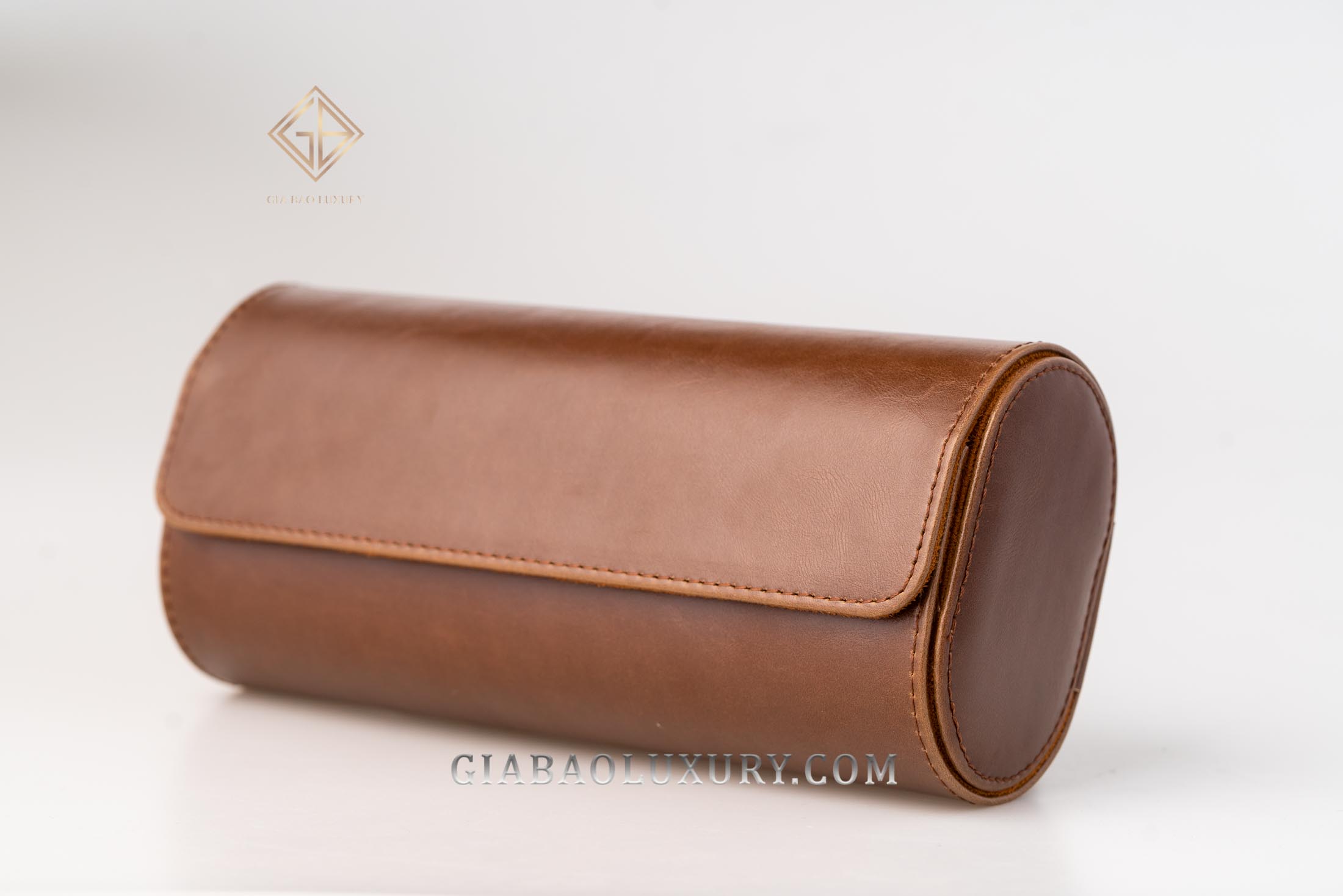 Hộp Đựng Đồng Hồ Travel Box Ba Ngăn Màu Nâu Sợi Da Cao Cấp