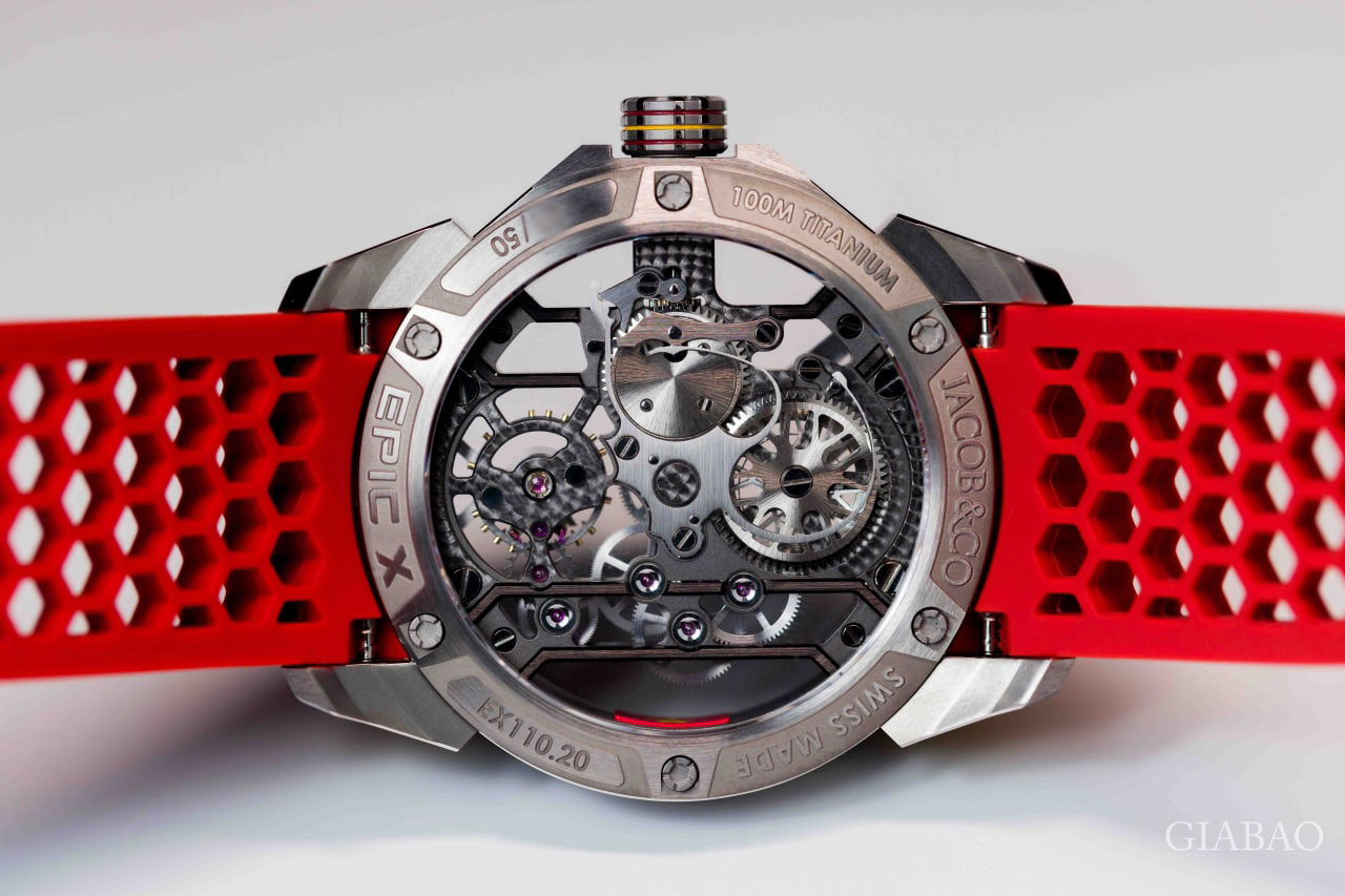 Đồng hồ đeo tay Jacob & Co, EPIC X WATCH, vỏ titanium, size 44mm, máy lên dây cót tay, dây cao su size M, phiên bản Việt Nam giới hạn, mã: EX110.20.AH.AL.ABRUA, hàng mới 100%