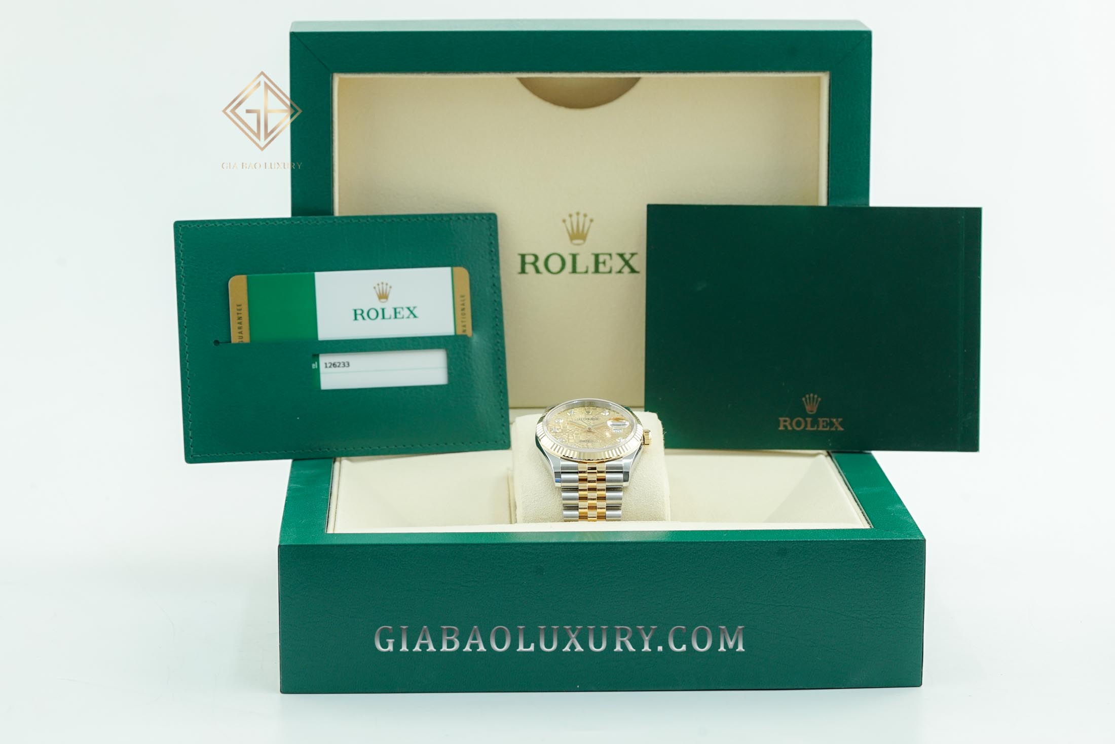 Rolex Datejust 36 126233 Mặt Số Vi Tính Vàng Champagne