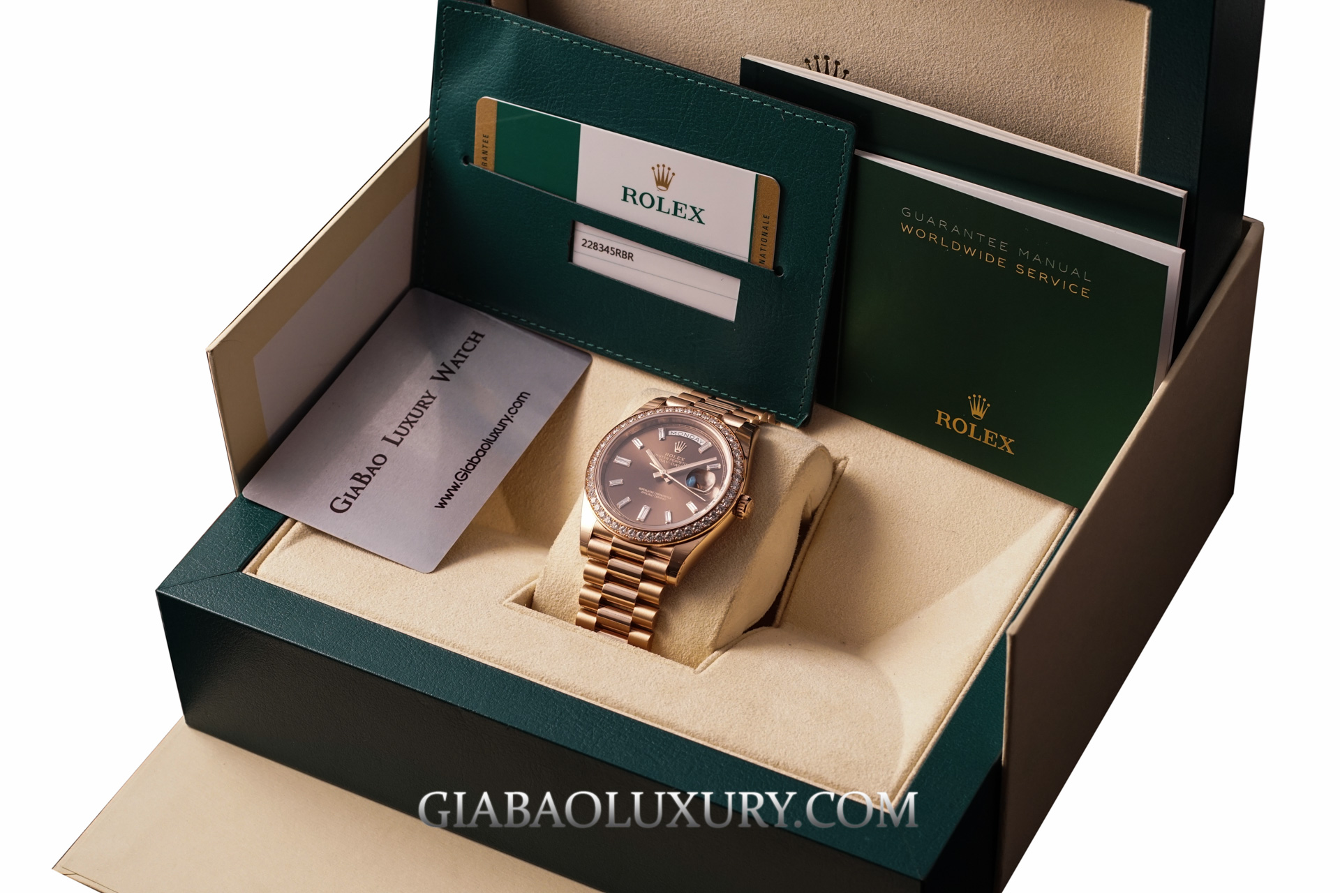 Rolex Day-Date 40 228345RBR Mặt Số Chocolate Cọc Kim Cương (Like New)