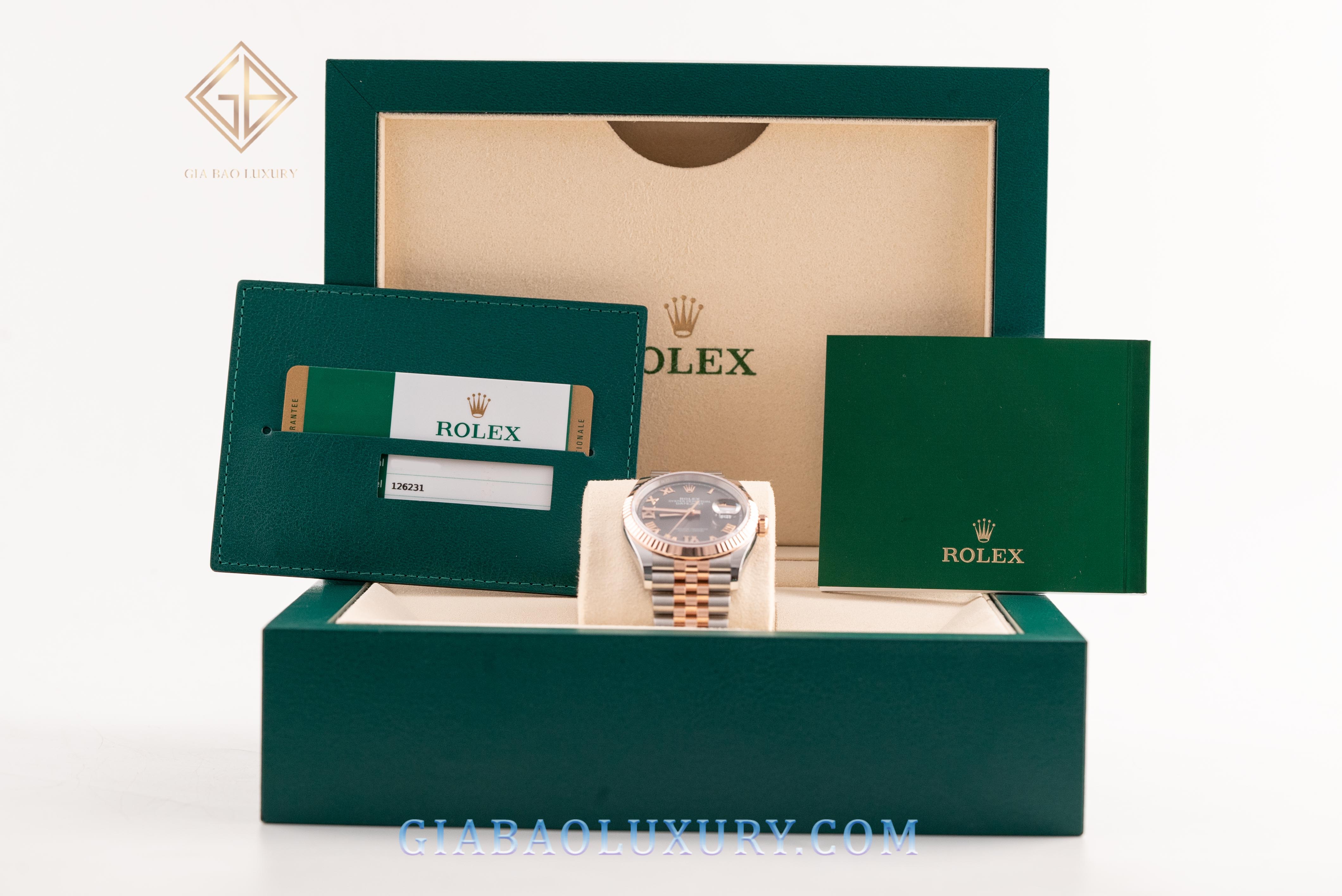 Đồng Hồ Rolex Datejust 36 126231 Mặt Số Rhodium Cọc Số La Mã Nạm Kim Cương (Like New)