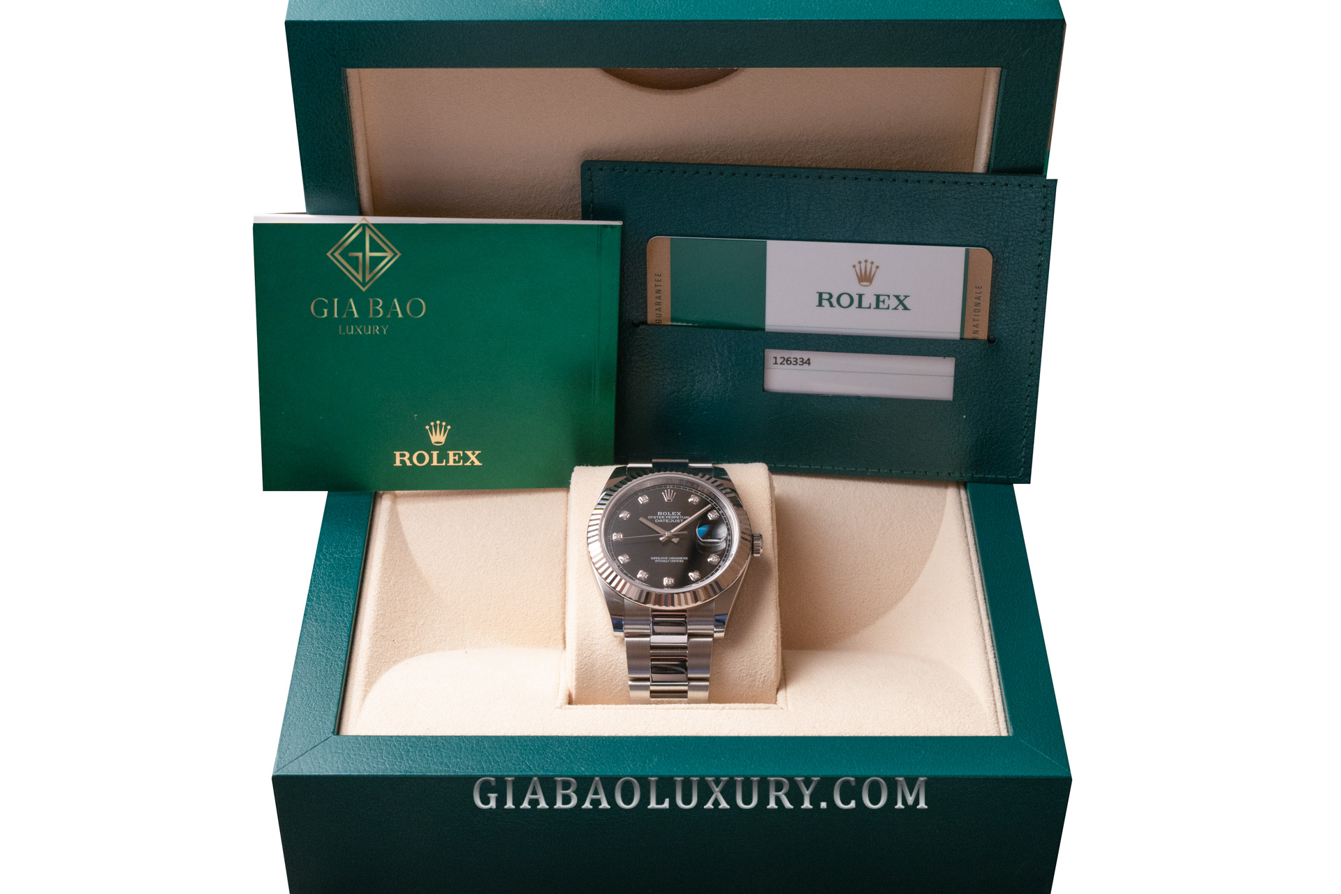 Rolex Datejust 41 126334 Mặt Số Đen Nạm Kim Cương Dây Đeo Oyster